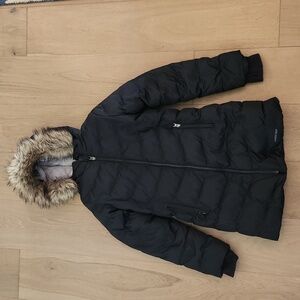 Lands End girls long faux fur lined parka size L 10-12